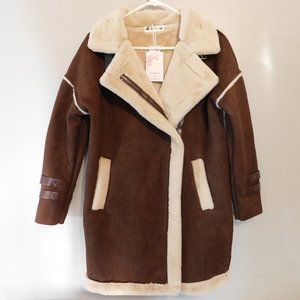 Shineflow Women's Lapel Faux Fur Parka